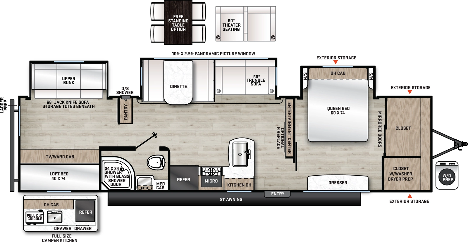 Aurora 34BHTS Floorplan